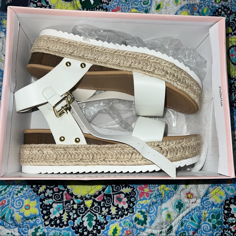 white sandals